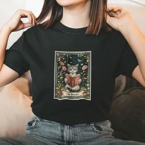 Cat Tarot T-Shirt Cat Design Wildflowers Cute Cat Love Shirt